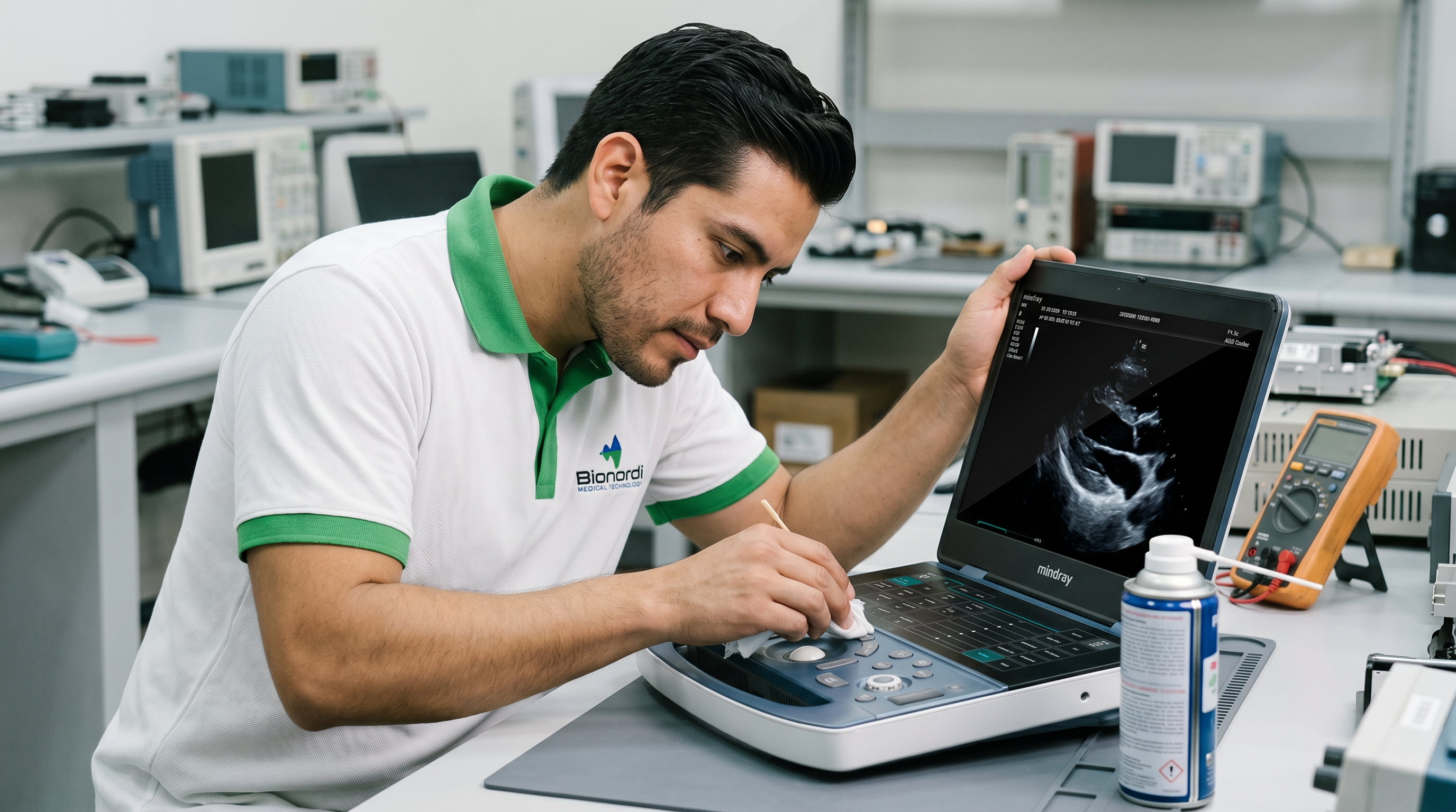 Técnico realizando mantenimiento preventivo